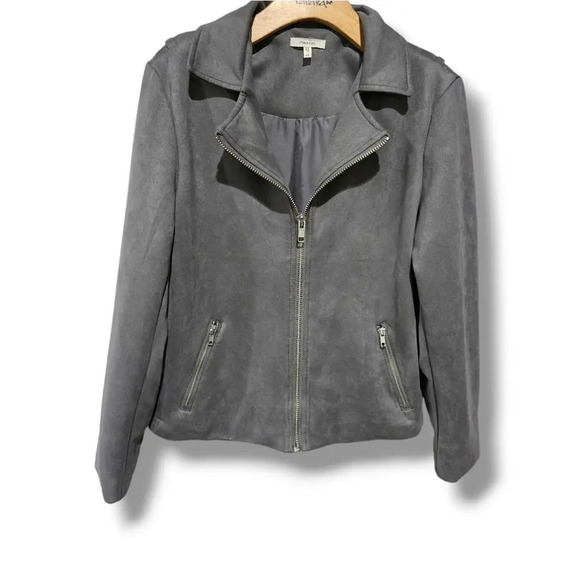 Maurices women's gray faux suede MOTO zippered jacket medium - Picture 1 of 9